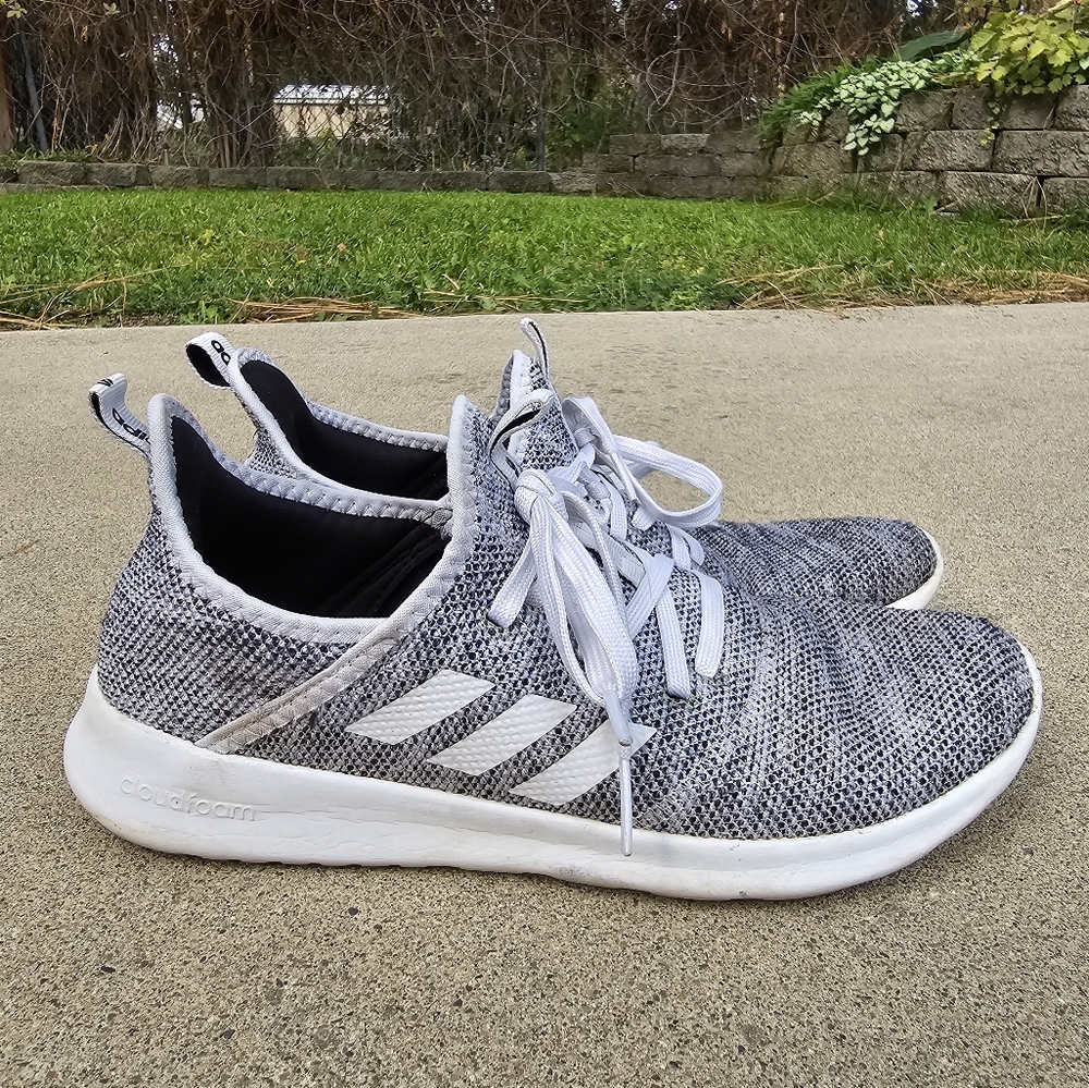 Adidas Women's CLOUDFOAM PURE Running Shoes Sneakers GREY WHITE Size 9